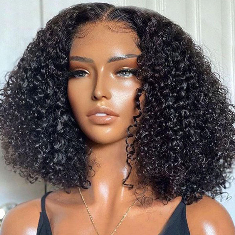 eullair Glueless Wear Go PreCut Lace Bob Wig Flash Sale Bye Bye Knots Yaki Straight/Curly Human Hair Short Wig for Black Women Bleached Knots