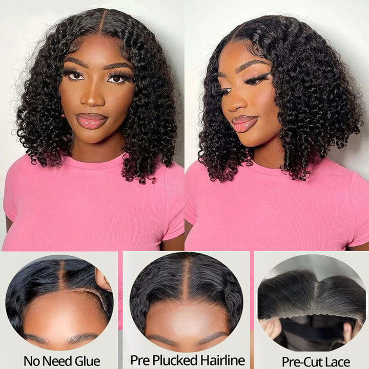 Flash Sale|eullair Short Curly Glueless Bob Wig Lace Front Human Hair Wigs Straight/Body Wave Lace Frontal Wig For Women