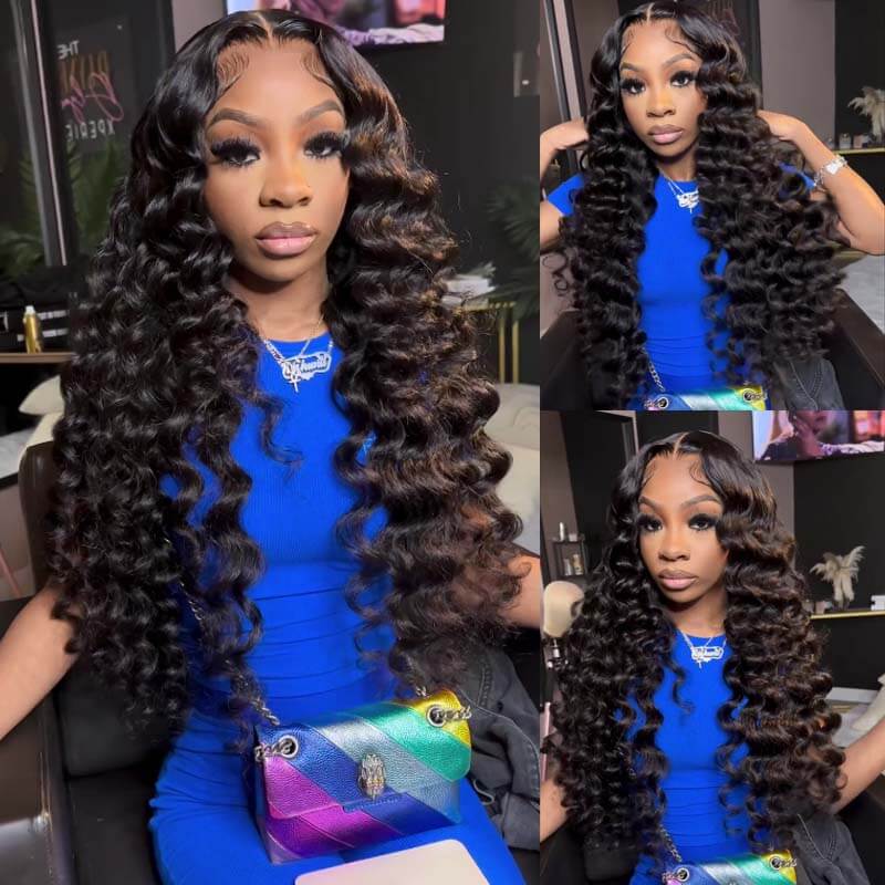 eullair Loose Deep Curly 13x4 Lace Frontal Human Hair Wig 4x4 13x6 Transparent Lace Wigs For Black Women 22-32inch