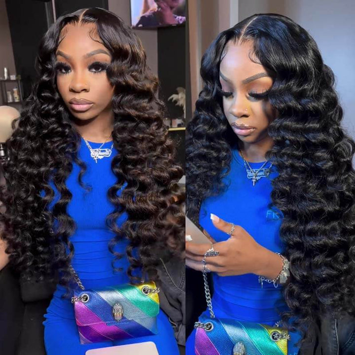 eullair Loose Deep Curly 13x4 Lace Frontal Human Hair Wig 4x4 13x6 Transparent Lace Wigs For Black Women 22-32inch