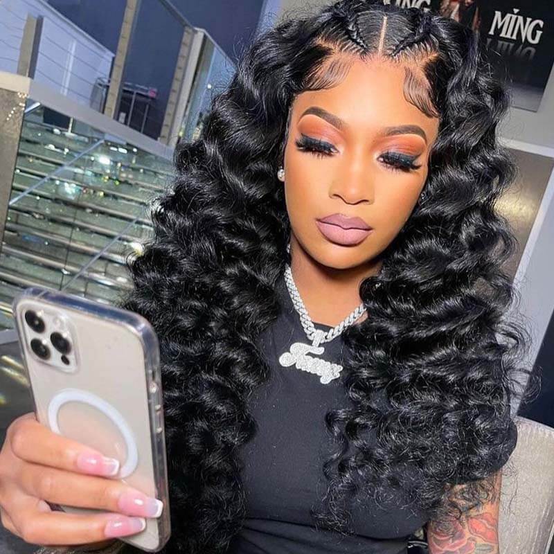 eullair Loose Deep Curly 13x4 Lace Frontal Human Hair Wig 4x4 13x6 Transparent Lace Wigs For Black Women 22-32inch