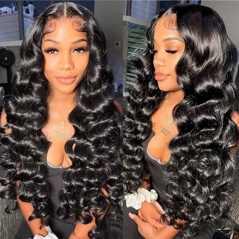 eullair Loose Deep Curly 13x4 Lace Frontal Human Hair Wig 4x4 13x6 Transparent Lace Wigs For Black Women 22-32inch