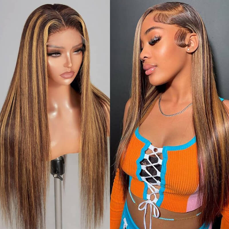 Flash Sale $169=26inch Pre Colored 13x6 Lace Frontal Wig Body Wave/Straight Human Hair Wig For Black Women