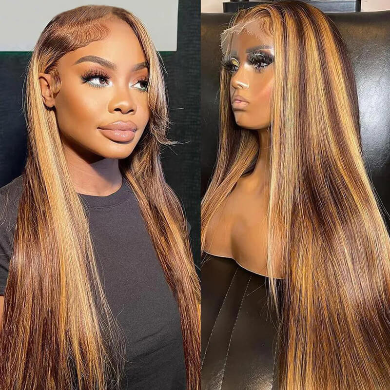 Flash Sale $169=26inch Pre Colored 13x6 Lace Frontal Wig Body Wave/Straight Human Hair Wig For Black Women