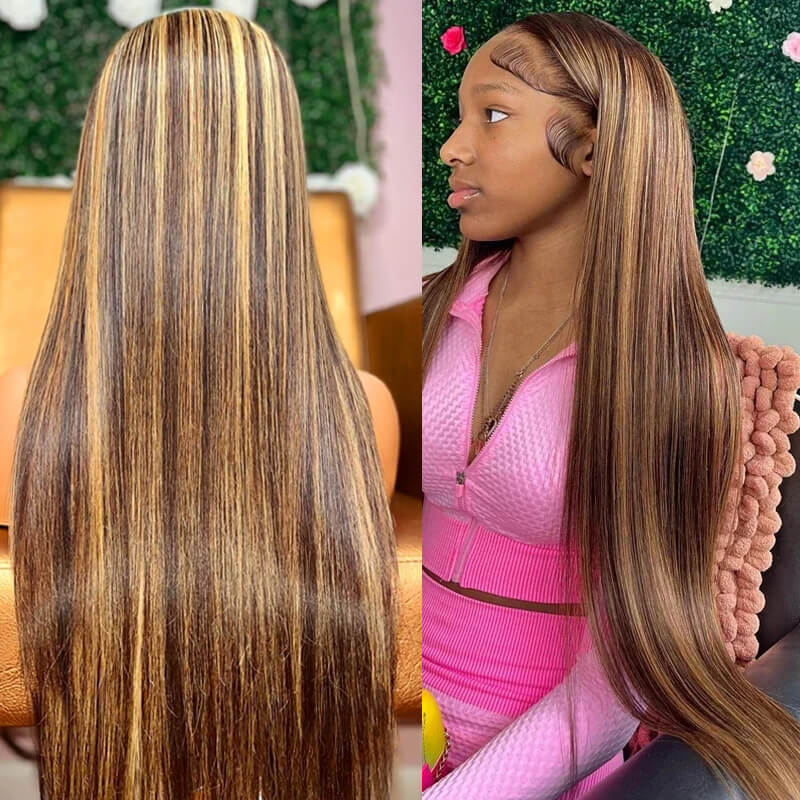 Flash Sale $169=26inch Pre Colored 13x6 Lace Frontal Wig Body Wave/Straight Human Hair Wig For Black Women