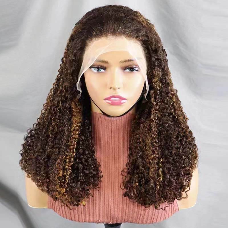 Flash Sale| eullair Must Have #1b/#4/30 Highlight Piano Color Fluffy Pixie Curly Double Drawn 13x4 Lace Frontal Wig 250% Density