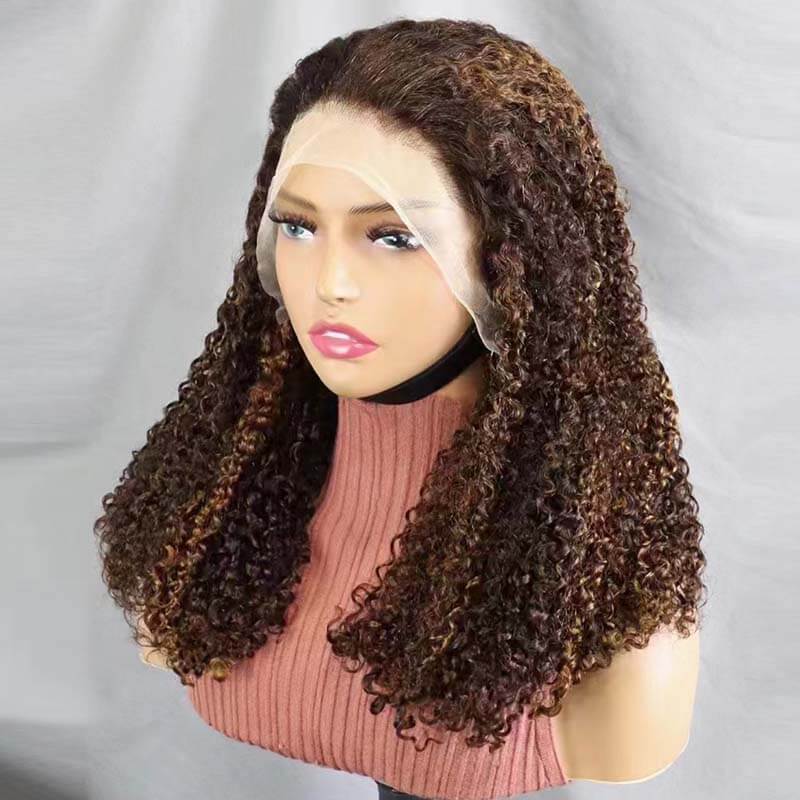 Flash Sale| eullair Must Have #1b/#4/30 Highlight Piano Color Fluffy Pixie Curly Double Drawn 13x4 Lace Frontal Wig 250% Density