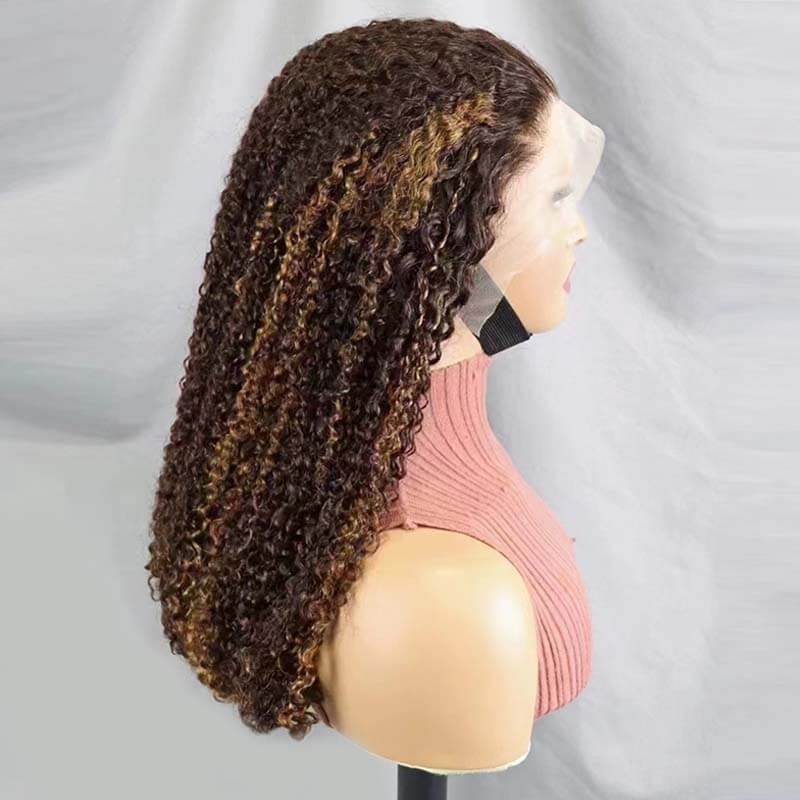 Flash Sale| eullair Must Have #1b/#4/30 Highlight Piano Color Fluffy Pixie Curly Double Drawn 13x4 Lace Frontal Wig 250% Density