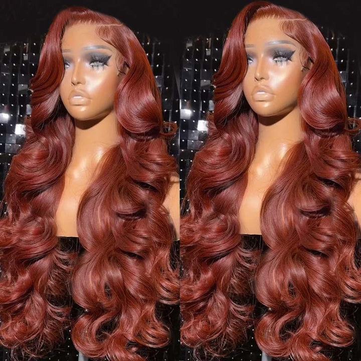eullair #33 Color Reddish Brown 4x4 13x4 Lace Frontal Wig Pre-plucked Hairline For Women