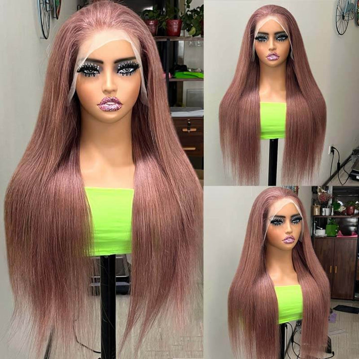 TikTok Hair Inspiration| eullair Rose Milk Tea Colored Body Wave Lace Frontal Wig Light Flaxen Brown Straight Human Hair Wigs For Black Girl