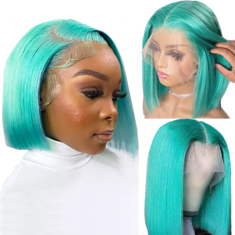 eullair Summer Favorite Colorful Human Hair Blonde Straight Short Bob 13x4 Lace Full Frontal Wigs For Girls | No Code Needed