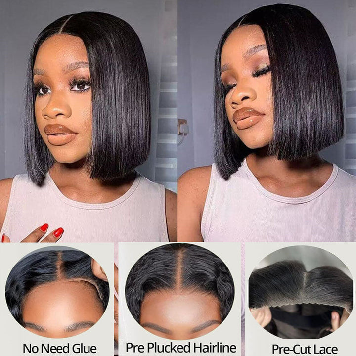 Flash Sale|eullair Short Curly Glueless Bob Wig Lace Front Human Hair Wigs Straight/Body Wave Lace Frontal Wig For Women