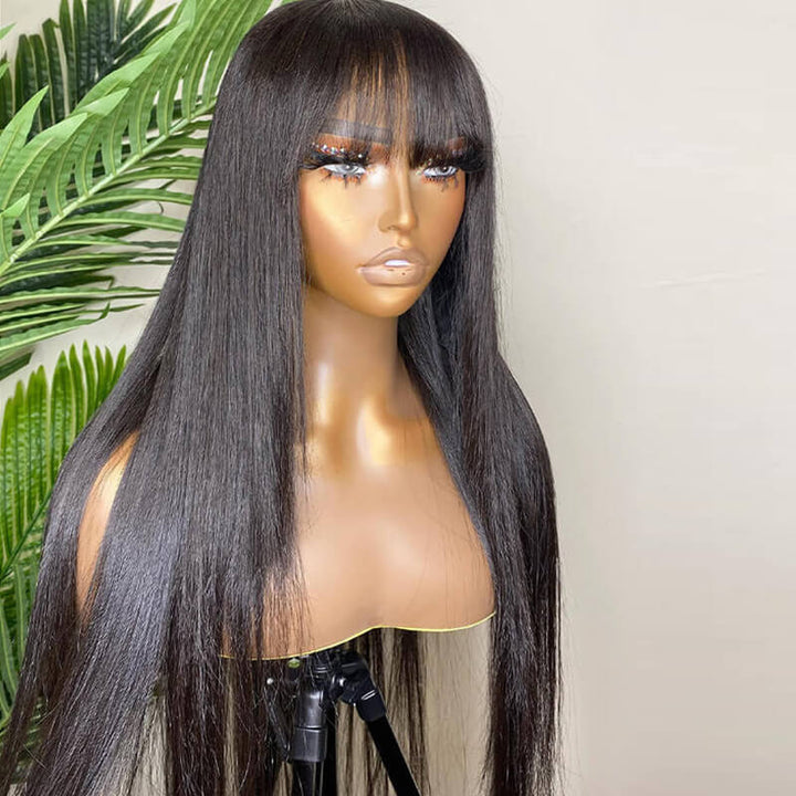 eullair Butterfly Haircut Straight Human Hair Wigs Layered Cut Bangs 4x4 5x5 13x4 Lace Wigs For Black Women